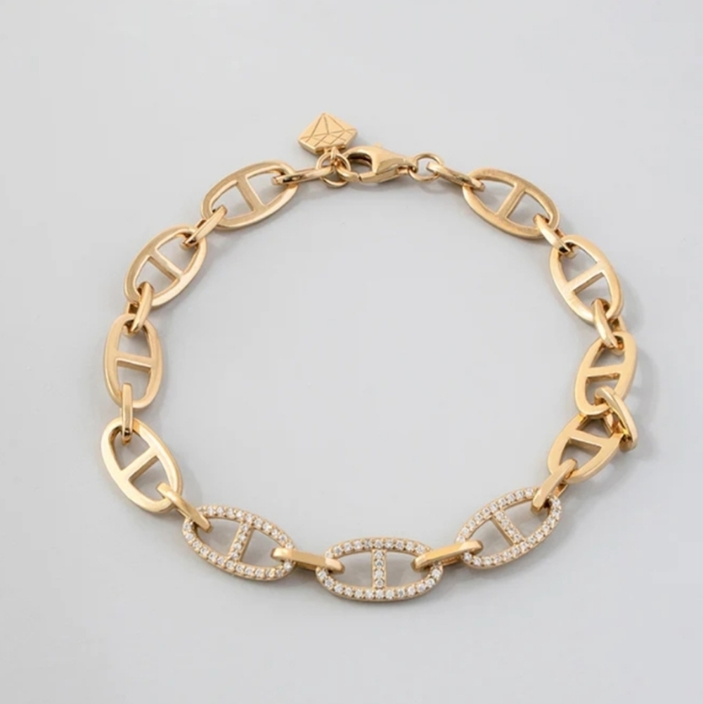 NWT Wanderlust + Co multi link anchor chain 14K gold vermeil chain bracelet